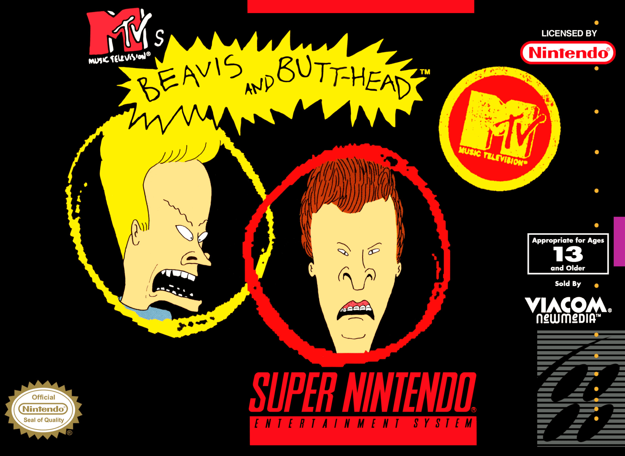 Beavis and Butthead box art for Super Nintendo
